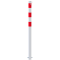 Barrier posts | Steel tube  76 x 2,6 mm | stationary, for casting in concrete | hot-dip galvonized / white coated | hot-dip galvanized and white coated withthree red reflecting stripes | with 1 eyelet